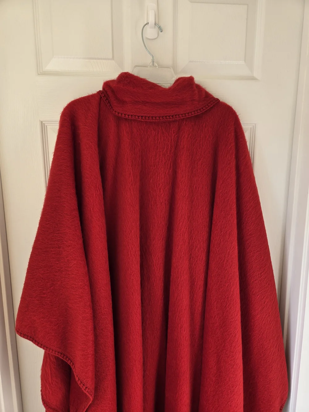 Alpaca Camargo Luxury Vintage Red Cape Button-Front Poncho Coat - Picture 4 of 12